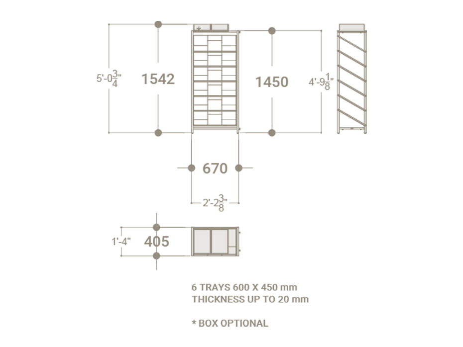 Estantería para exponer madera Tray plano