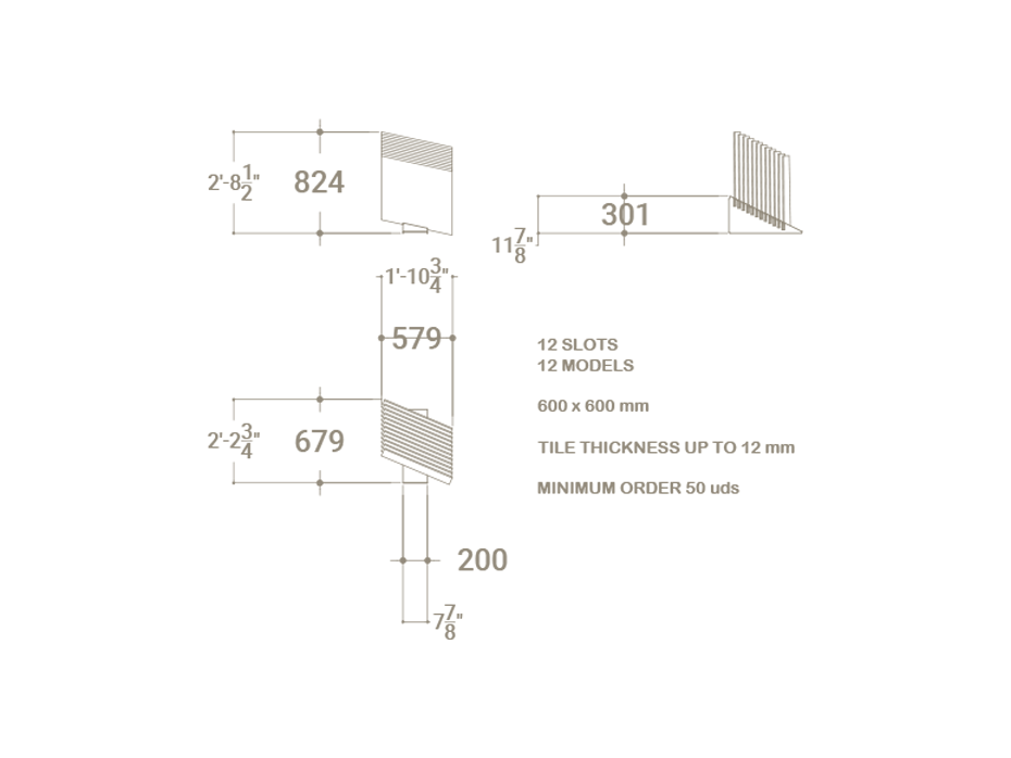 tile display stand Tronchetto Ferro inclinado render
