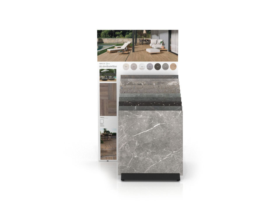  Expositor de azulejos para el exterior Tronchetto Outdoor 60x60 negro panel frontal