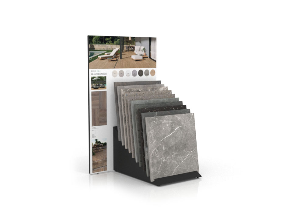  Expositor de azulejos para el exterior Tronchetto Outdoor 60x60 negro panel lateral