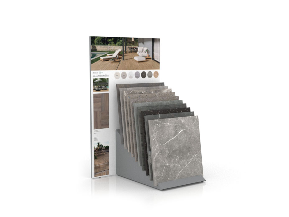  Expositor de azulejos para el exterior Tronchetto Outdoor 60x60 plata panel lateral