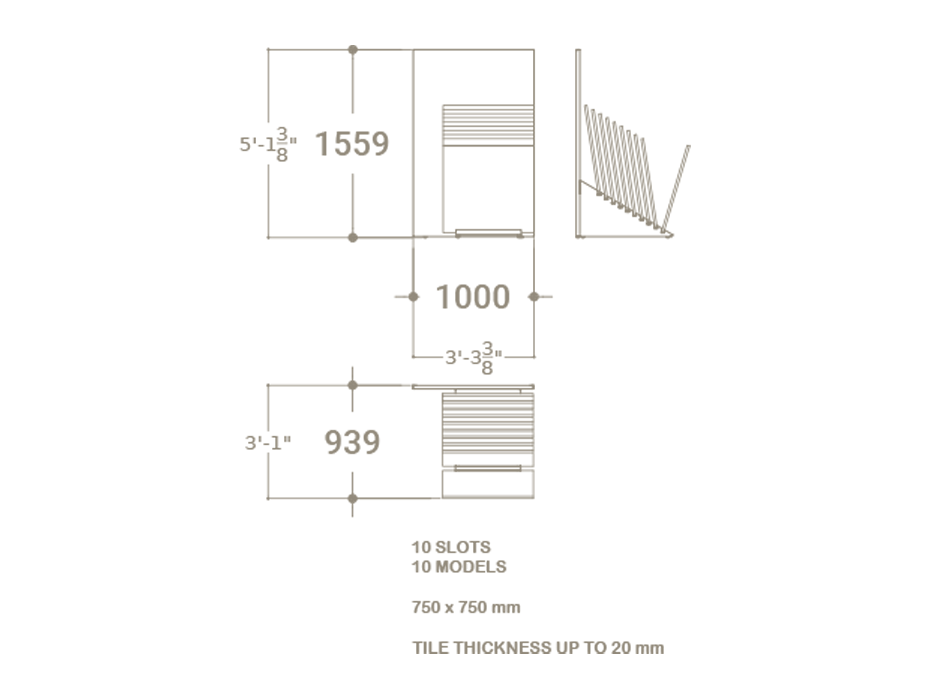 Expositor de azulejos para el exterior Tronchetto Outdoor 75x75 plano panel