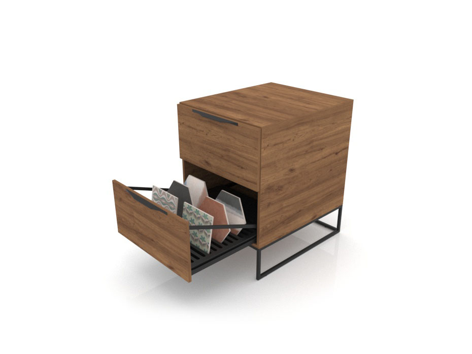 Mueble expositor de azulejos UP 2 Closed 60 Madera Old Oak Negro