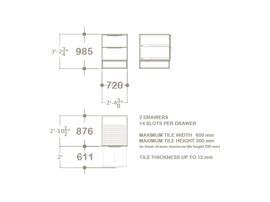 Mueble expositor de azulejos UP 2 Closed 60 Plano