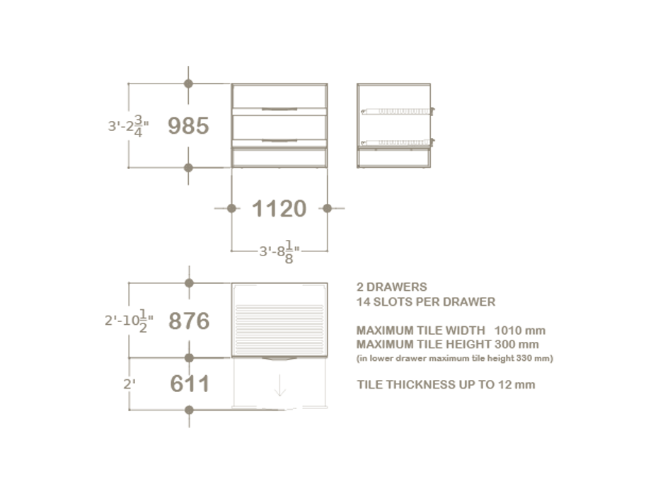 Mueble expositor de azulejos UP 2 Closed 101 plano