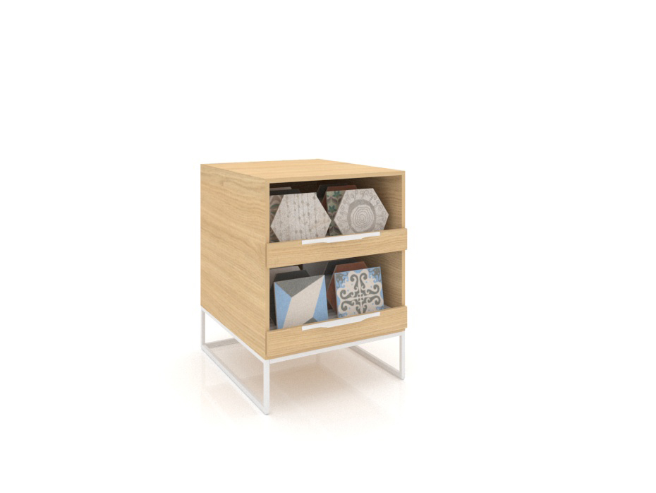 Mueble expositor de azulejos UP 2 Open 61 Madera Vicenza Blanco Cerrado