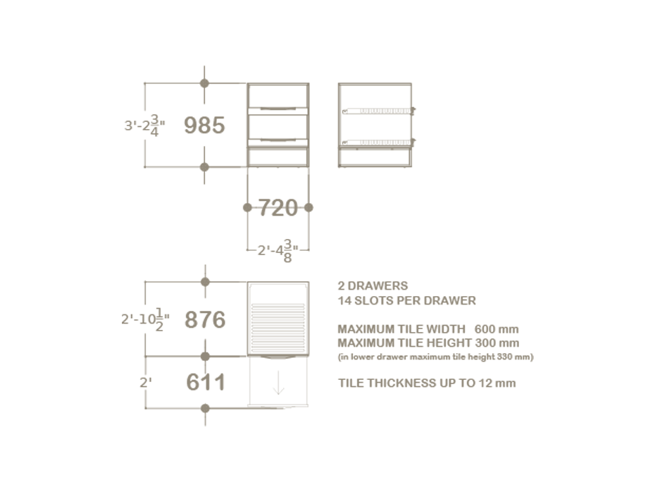 Mueble expositor de azulejos UP 2 Open 60 Plano