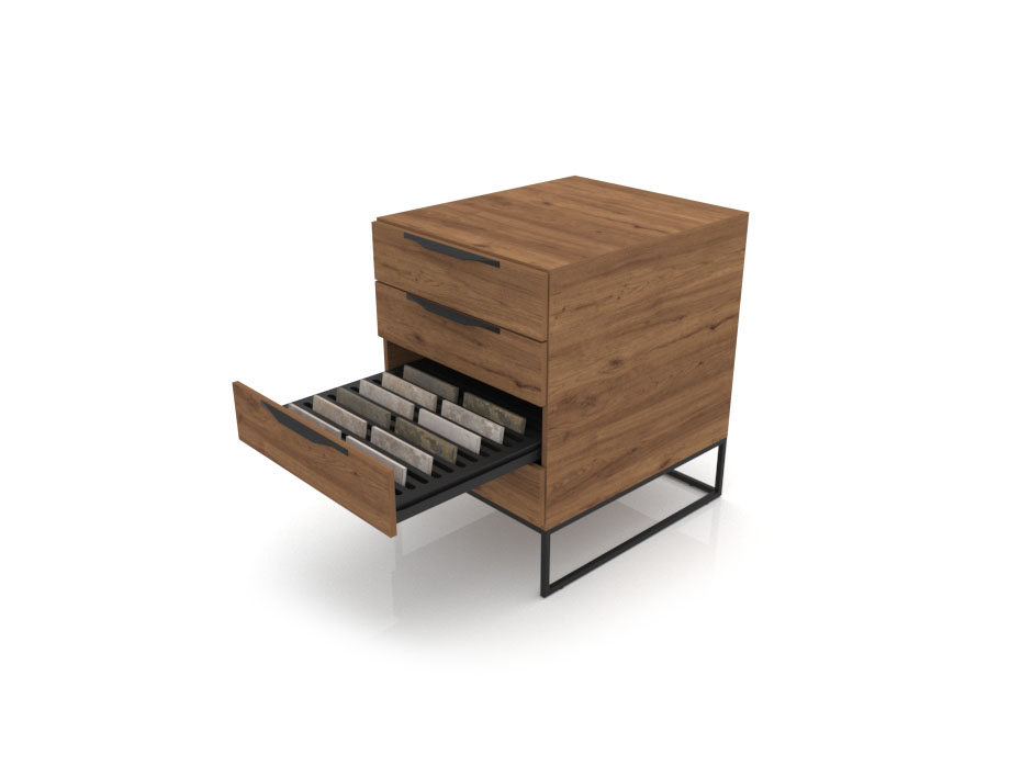 Mueble expositor tipo cajonera UP 4 Closed 60 Madera Old Oak Negro