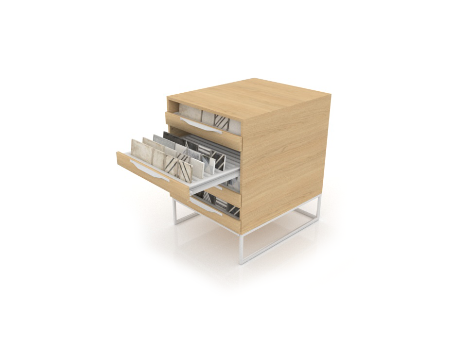 Mueble expositor tipo cajonera UP 4 Open 61 Madera Vicenza Blanco Abierto