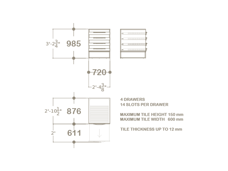 Mueble expositor tipo cajonera UP 4 Open 61 Plano