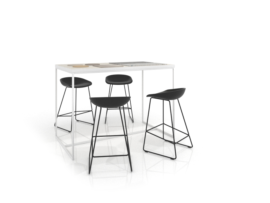 Mesa para exponer azulejos UP! blanco frontal