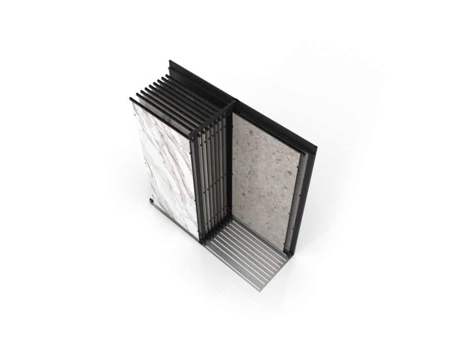 expositor de azulejos multiformato Utah 10+2 2600 negro aerea