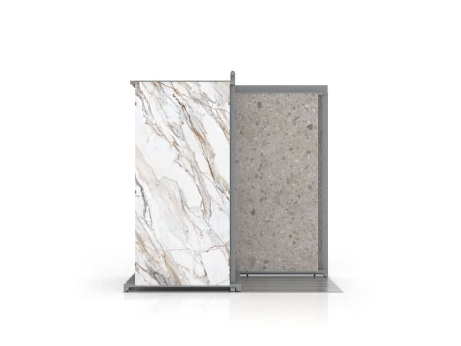expositor de azulejos multiformato Utah 10+2 2600 plata frontal