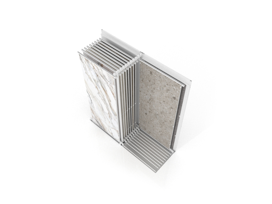 Expositor de azulejos multiformato Utah 10+2 2800x1200 blanco aerea