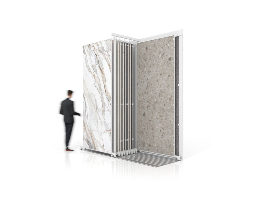 Expositor de azulejos multiformato Utah 10+2 2800x1200 blanco lateral