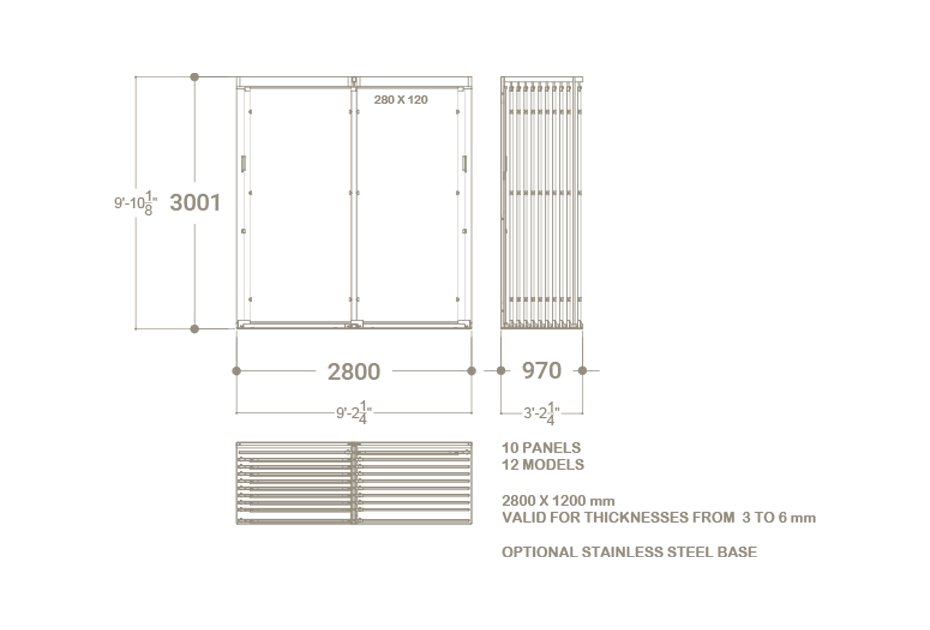 Expositor de azulejos multiformato Utah 10+2 2800x1200 blanco plano