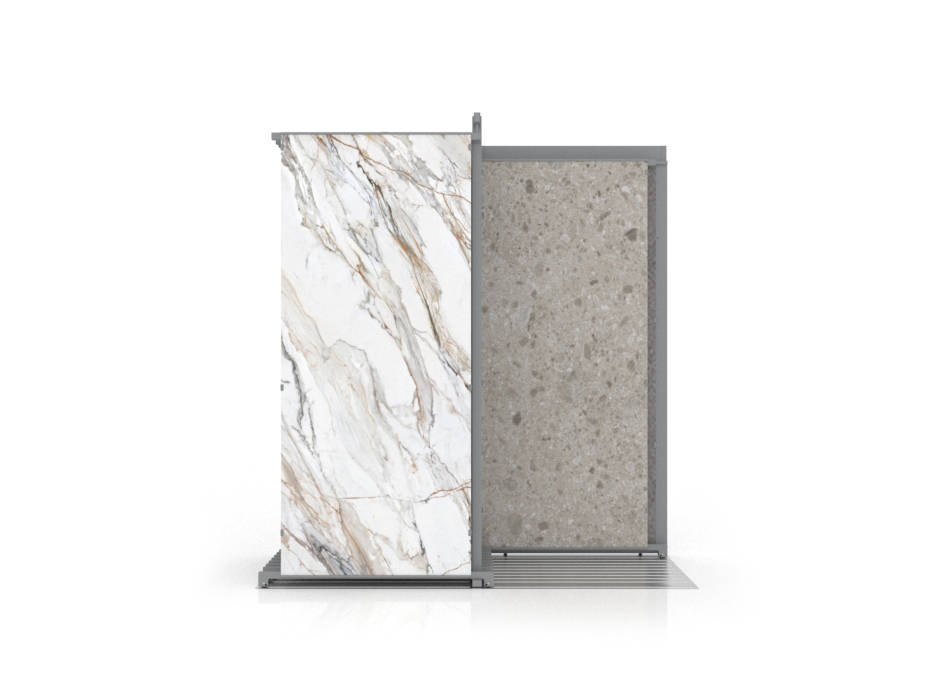 Expositor de azulejos multiformato Utah 10+2 2800x1200 plata frontal