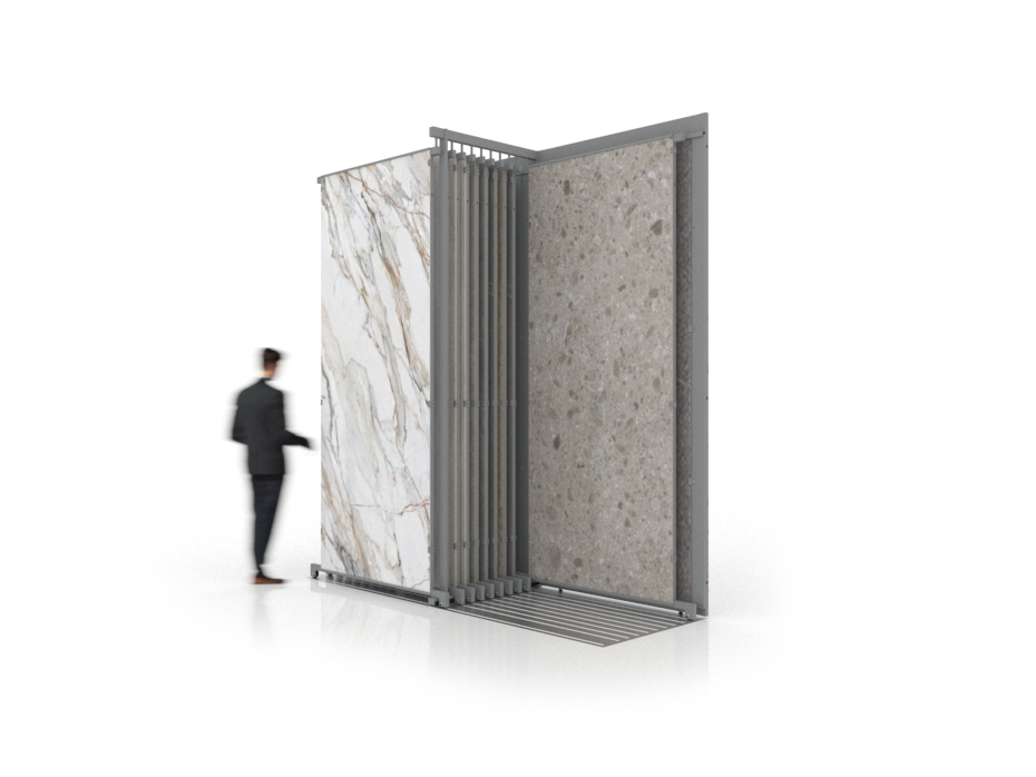 Expositor de azulejos multiformato Utah 10+2 2800x1200 plata lateral