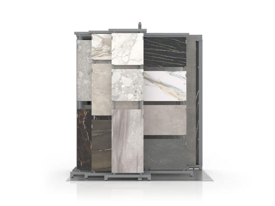 Exhibidores de cerámica Utah Multitiles plata frontal 120x280