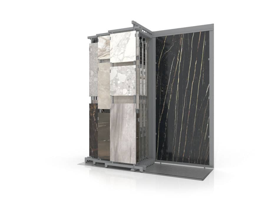 Exhibidores de cerámica Utah Multitiles plata 120x280 lateral