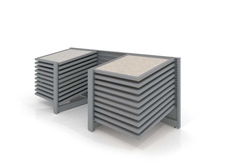 Mueble expositor de azulejos Yato 20 100 plata lateral