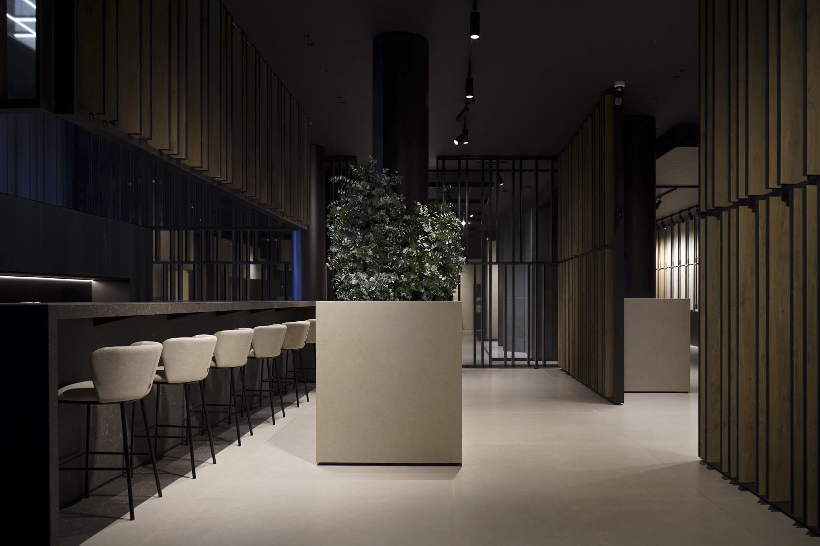 Tile display systems at Geotiles' showroom made by INSCA