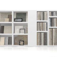 Muebles expositores de azulejos Composición 153 frontal blanco