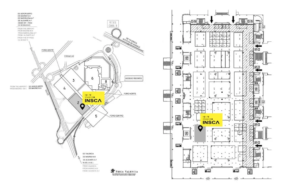 The map to find INSCA's stand at Cevisama